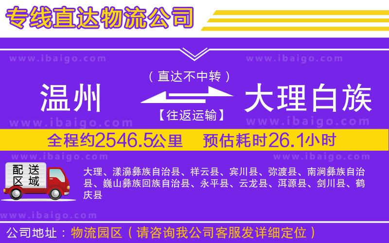 溫州到大理白族自治州貨運公司