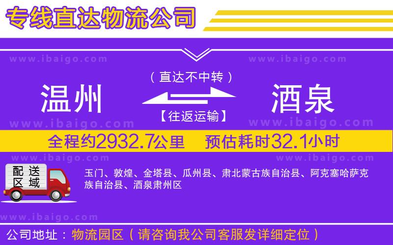 溫州到酒泉貨運專線