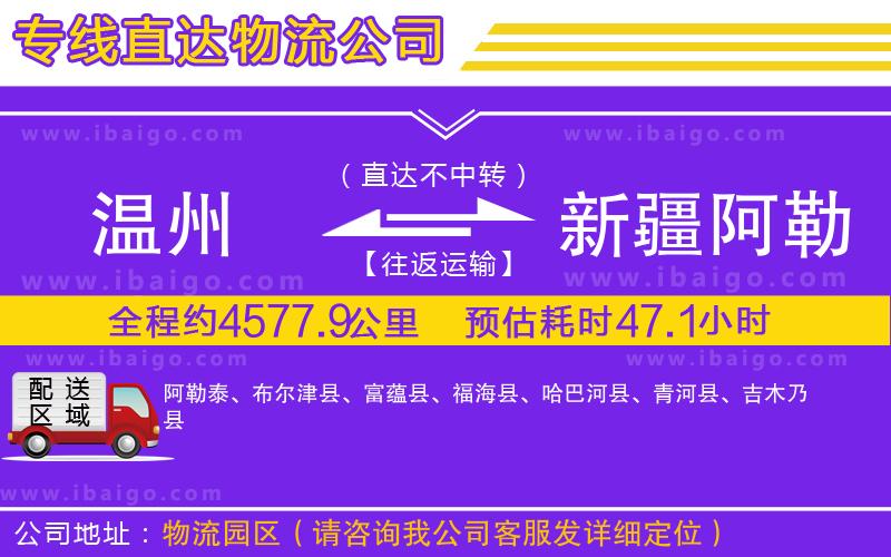 溫州到新疆阿勒泰地區物流公司