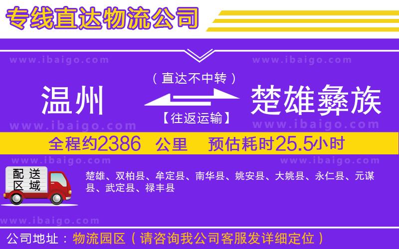 溫州到楚雄彝族自治州物流專線