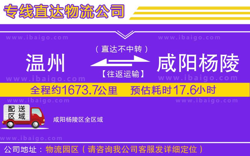 溫州到咸陽楊陵區物流專線