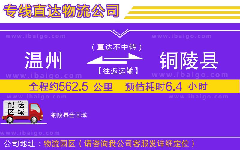 溫州到銅陵縣貨運專線