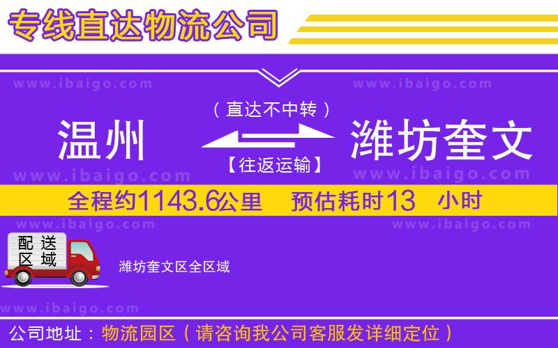 溫州到濰坊奎文區貨運專線