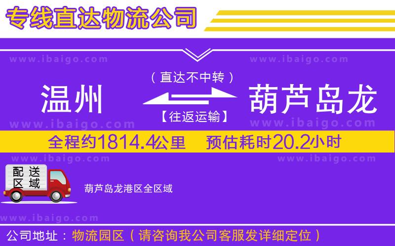 溫州到葫蘆島龍港區貨運專線