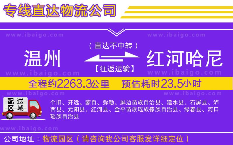 溫州到紅河哈尼族彝族自治州貨運公司