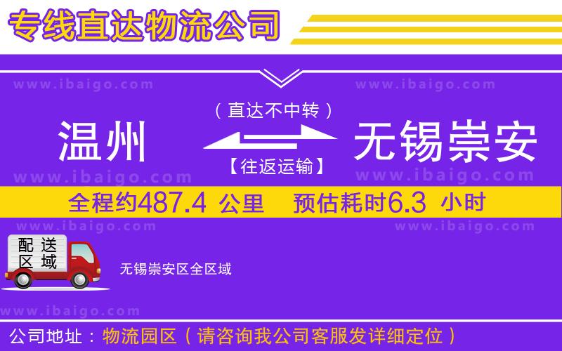 溫州到無錫崇安區物流公司