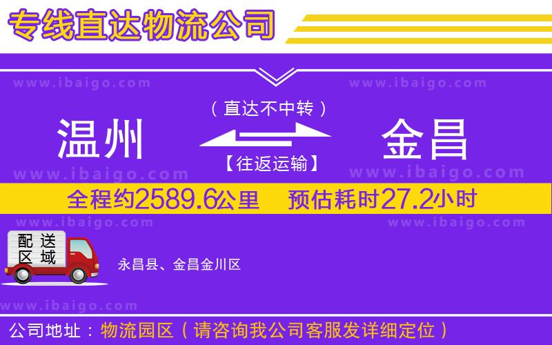 溫州到金昌貨運